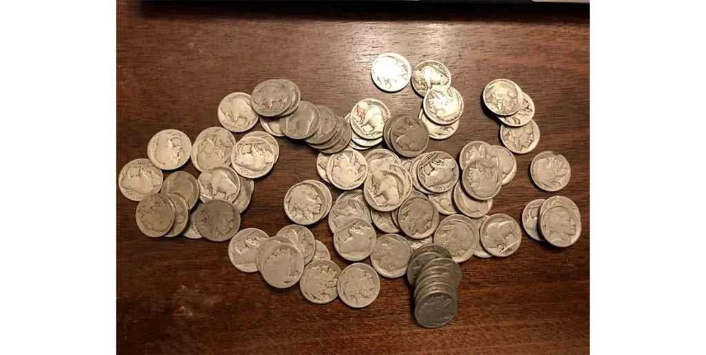 Lot of 10 dateless Buffalo Nickels, heavy wear shows low value