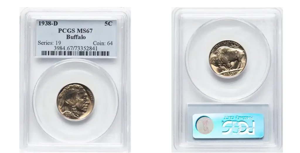 1938-D Buffalo Nickel PCGS MS67 shows superb strike and luster