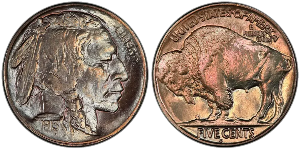 1913-S Type 2 Buffalo Nickel PCGS image shows rare key date